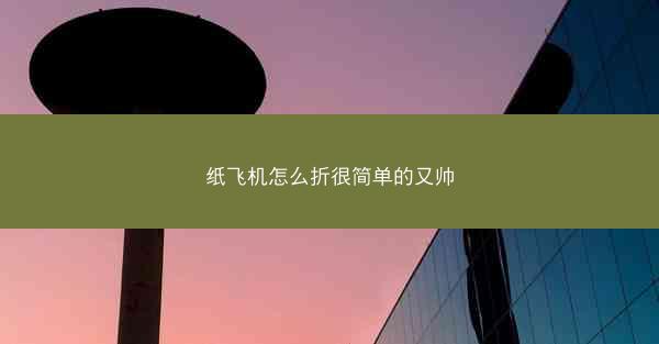 纸飞机怎么折很简单的又帅