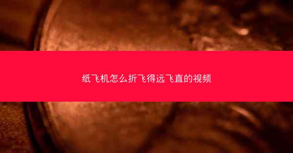 纸飞机怎么折飞得远飞直的视频