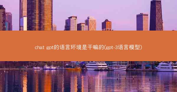 chat gpt的语言环境是干嘛的(gpt-3语言模型)