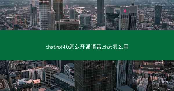 chatgpt4.0怎么开通语音,chat怎么用