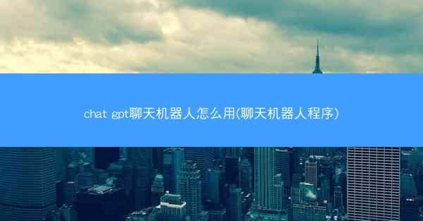 chat gpt聊天机器人怎么用(聊天机器人程序)