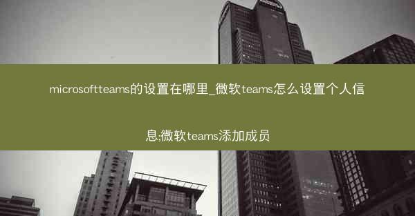 microsoftteams的设置在哪里_微软teams怎么设置个人信息;微软teams添加成员
