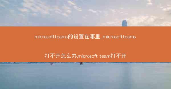 microsoftteams的设置在哪里_microsoftteams打不开怎么办,microsoft team打不开